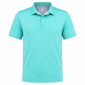 Graham Luxe Turquoise Geometric Golf Polo Shirt mens 2XL streetwear preppy tall